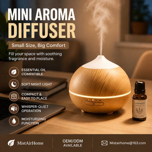 MistAirHome MA-MD500 Mini Diffuser — Portable Aromatherapy Manufacturing Excellence MA-MD500 Mini Essential Oil Diffuser for Dallas