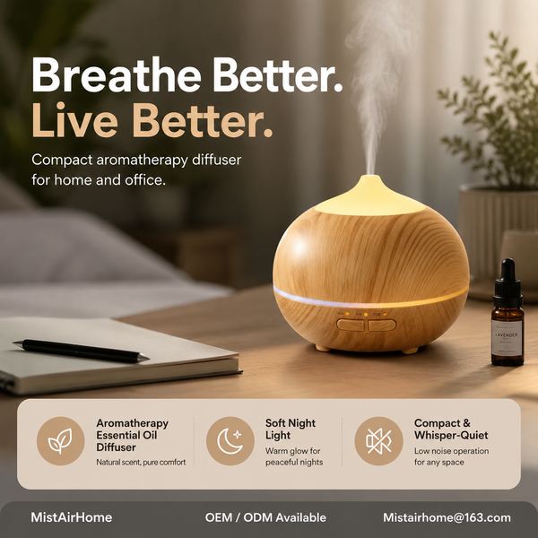 MistAirHome MA-MD500 Mini Diffuser — Portable Aromatherapy Manufacturing Excellence MA-MD500 Mini Essential Oil Diffuser for Dallas