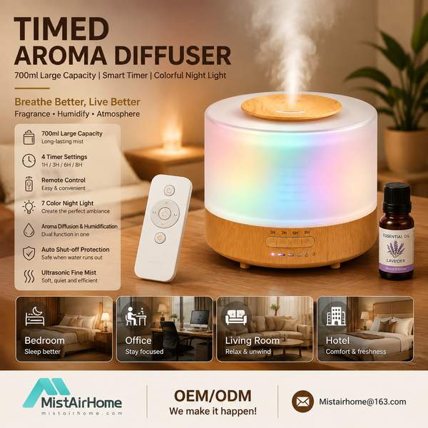 MistAirHome MA-TD500 Timer Diffuser — Programmable Aromatherapy Manufacturing MA-TD500 Timer Essential Oil Diffuser for Dallas