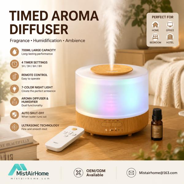 MistAirHome MA-TD500 Timer Diffuser — Programmable Aromatherapy Manufacturing MA-TD500 Timer Essential Oil Diffuser for Dallas