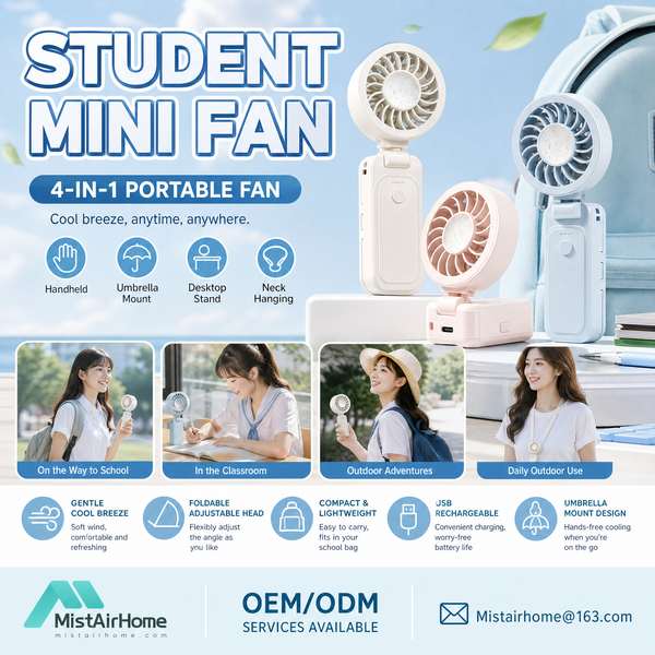 Student Misting Fan for Czech Republic Buyers: Student Fan Export by MistAirHome China Factory