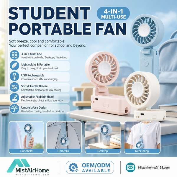Brushless Motor Silent Fan for Mexico Buyers: Student Fan Export by MistAirHome China Factory