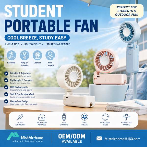 Best Wearable Neck Fan Manufacturer | Warsaw, Poland - CE RoHS MistAirHome