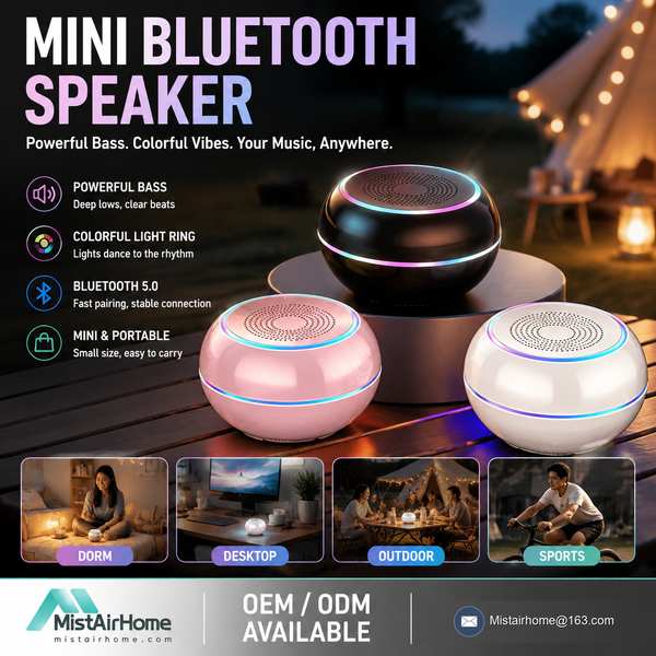 Gradient Color Speaker for Kuwait Buyers: Mini Bluetooth Speaker Export by MistAirHome China Factory