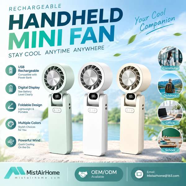 MistAirHome RF-700 Rechargeable Cooling Fan - 20000mAh lithium-ion with 18W PD charging, Factory Direct RF-700 20000mAh outdoor camping fan with LED Rechargeable Fan for Bucharest