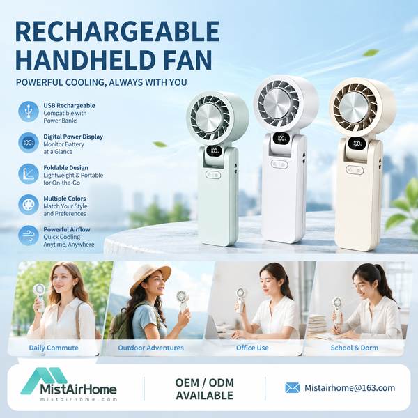 Desk Hand Fan for Panama Buyers: Rechargeable Fan Export by Mistairhome China Factory