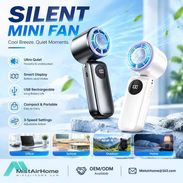 Mistairhome China Factory Rechargeable Fan with LED Display Hotel Edition Rechargeable Fan with LED Display Hotel Edition by Mistairhome