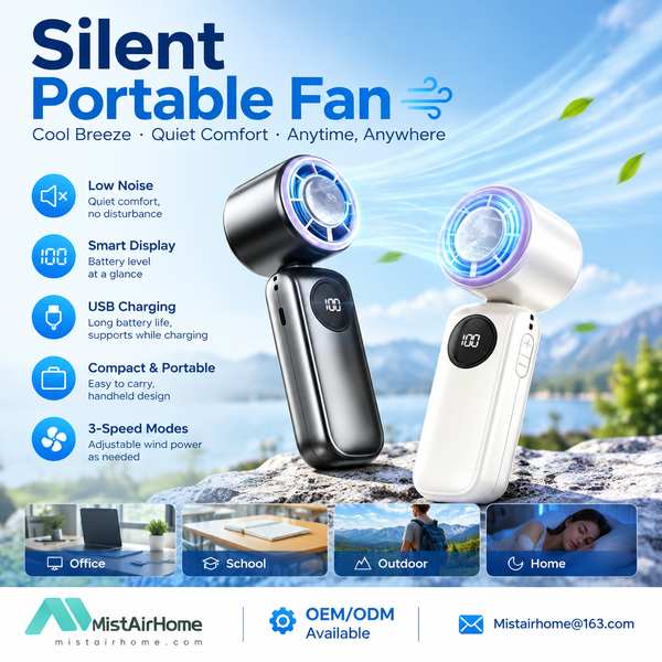 Portable Bladeless Fan Auto Timer Edition for Bolivia Buyers: Rechargeable Fan Export by Mistairhome