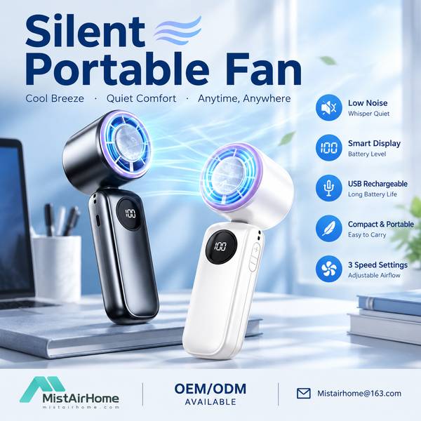 MistAirHome RF-600 Quiet Cooling Fan - 4800mAh lithium-ion, 3.7V, Whisper Quiet, Factory Direct RF-600 hands-free neck cooling fan Noise Free Fan for Wellington