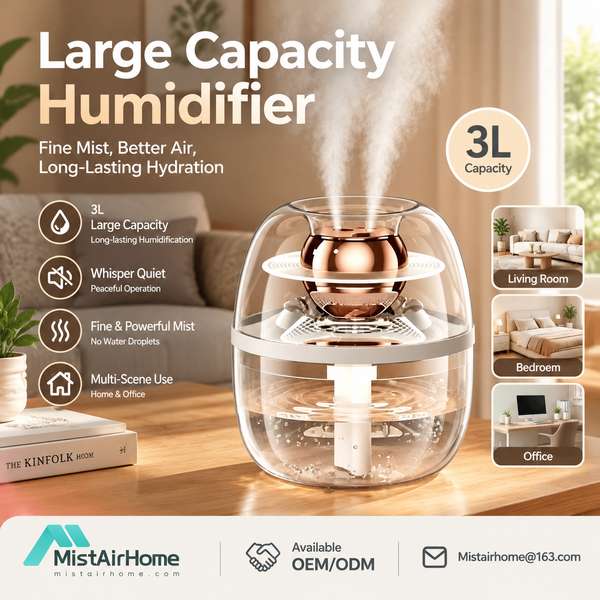 Long Runtime Humidifier Easy Clean for Japan Buyers (WL-HC04 PRO): Mistairhome Large Capacity Humidi