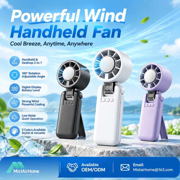 Handheld Hiking Fan for Netherlands Buyers (WL-HPF05F PLUS): Mistairhome High Power Mini Fan Export 