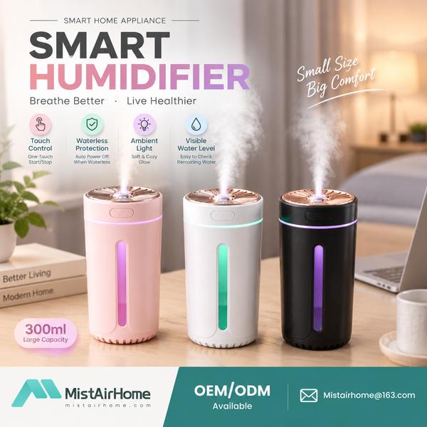 Smart Humidifier for Desk for Philippines Buyers (WL-SM01W PLUS): Mistairhome Smart Humidifier Expor
