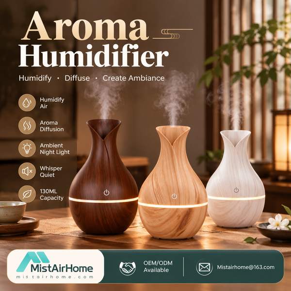 Bedroom Aroma Humidifier with Night Light for Germany Buyers (WL-AH01B PLUS): Mistairhome Aroma Humi